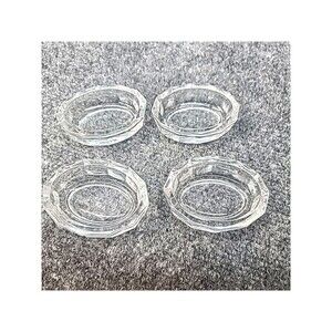 Set of 4 Vintage  Glass Salt Cellars 3" X 2" Oval Elegant Dining Open Salt